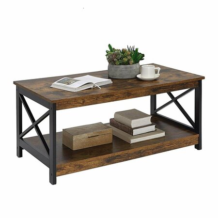 CONVENIENCE CONCEPTS Oxford Coffee Table with Shelf Barnwood & Black HI2825794